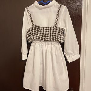 Toddler Girls Houndstooth Print Cami Top & Shirt Dress Set